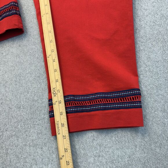 Croft Barrow Pants Women's 12 Red Capri Embroidered Hem Pull On Comfort Stretch - Picture 6 of 10